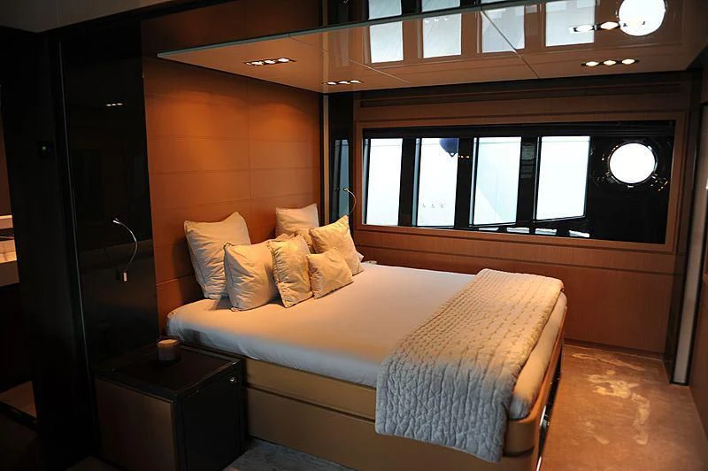 a bed in a room aboard MY CHOICE Yacht for Sale