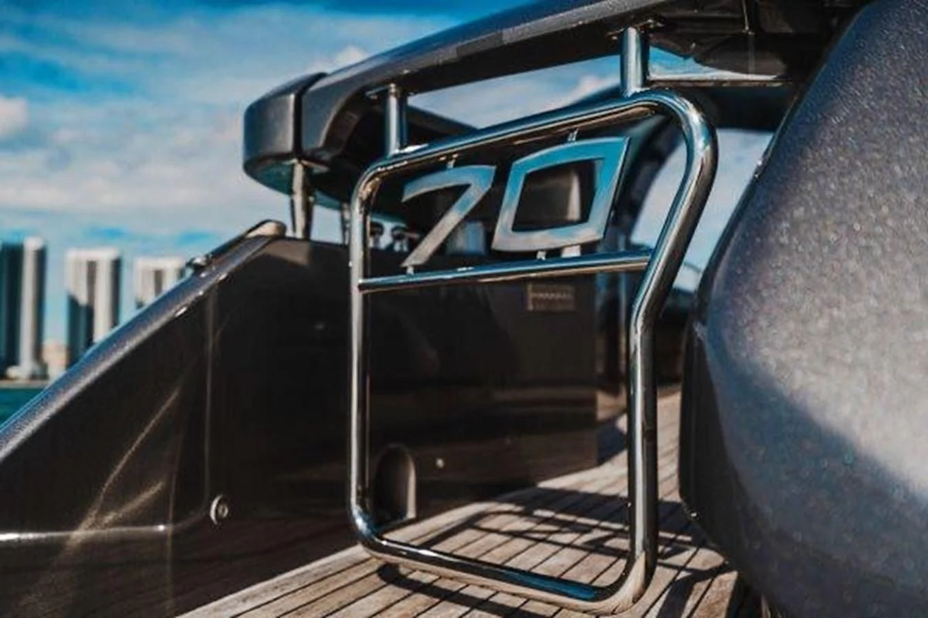 a close-up of a tractor aboard CLAIMS TO FAME Yacht for Sale