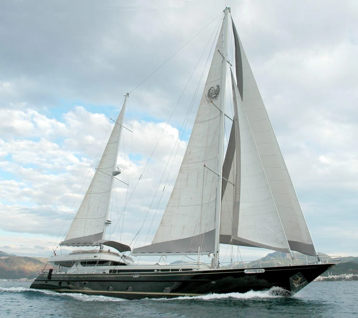 a sailboat on the water aboard SUHEYLA SULTAN Yacht for Sale