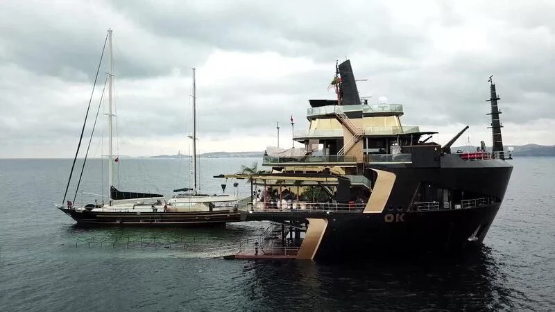 a large ship in the water aboard SUHEYLA SULTAN Yacht for Sale