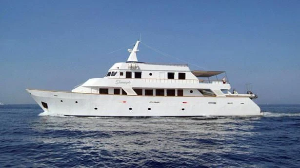 a large white yacht aboard SHERAZADE Yacht for Sale