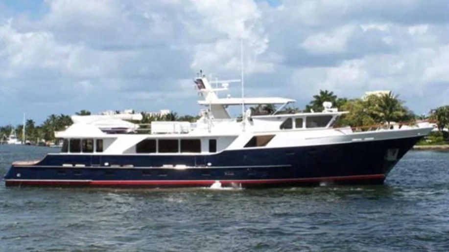 a large boat on the water aboard SHERAZADE Yacht for Sale