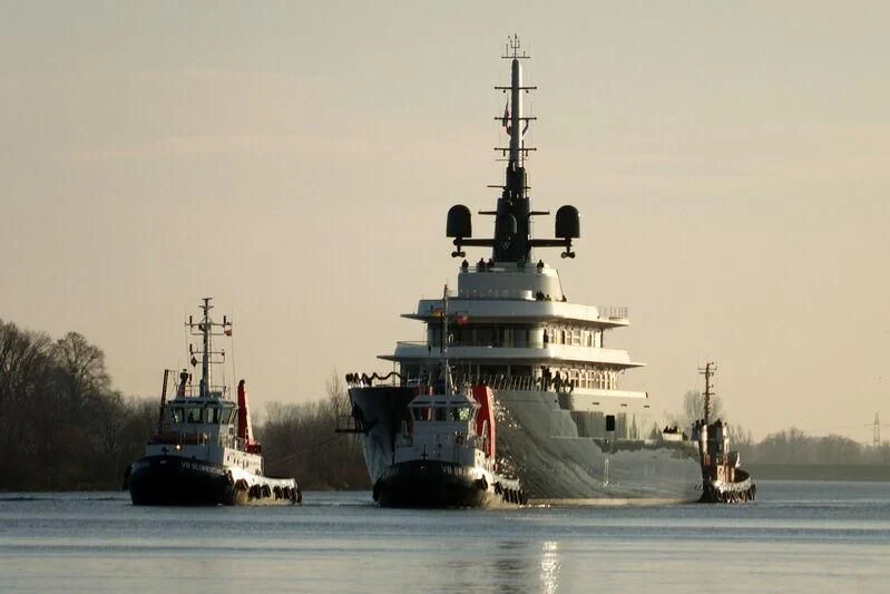 a large ship with a crane aboard LIVA Yacht for Sale