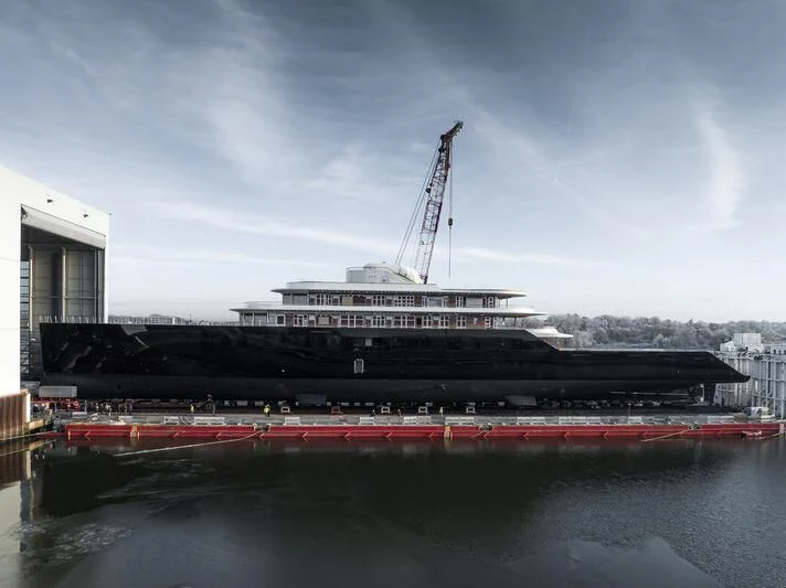a large ship in the water aboard LIVA Yacht for Sale