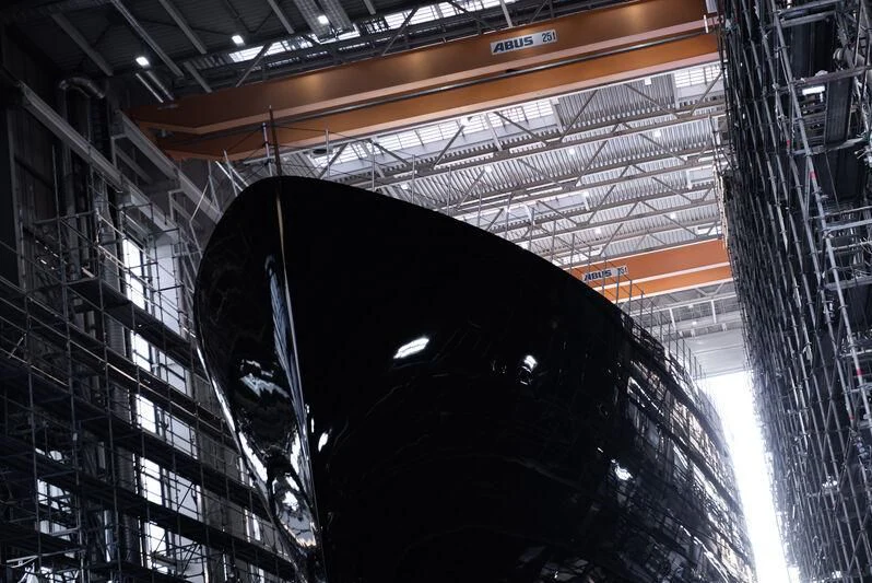 a large metal object in a warehouse aboard LIVA Yacht for Sale
