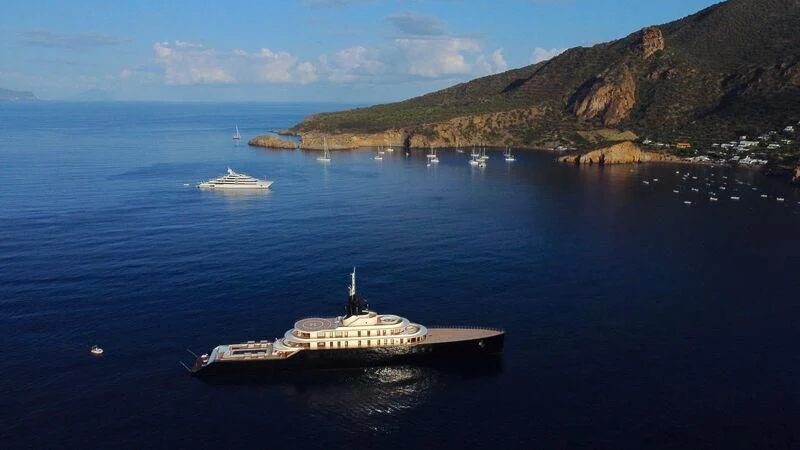 a ship in the water aboard LIVA Yacht for Sale