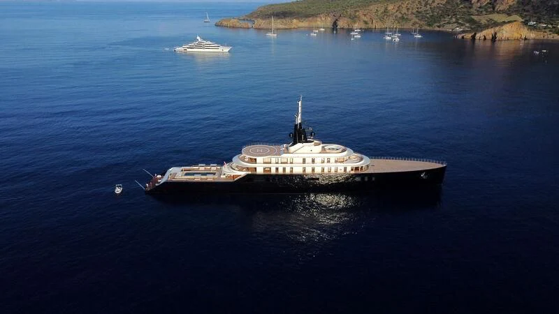 a ship in the water aboard LIVA Yacht for Sale