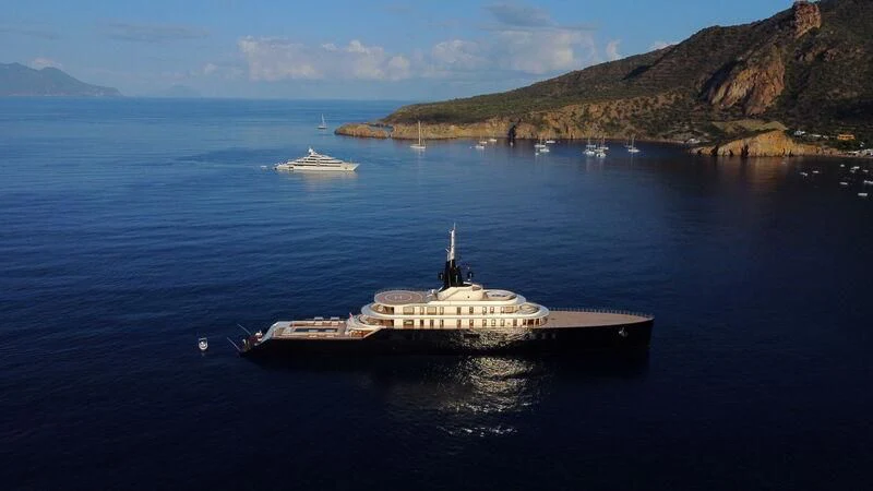 a ship in the water aboard LIVA Yacht for Sale
