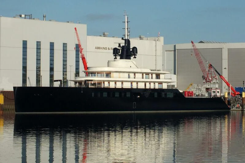a large boat in the water aboard LIVA Yacht for Sale