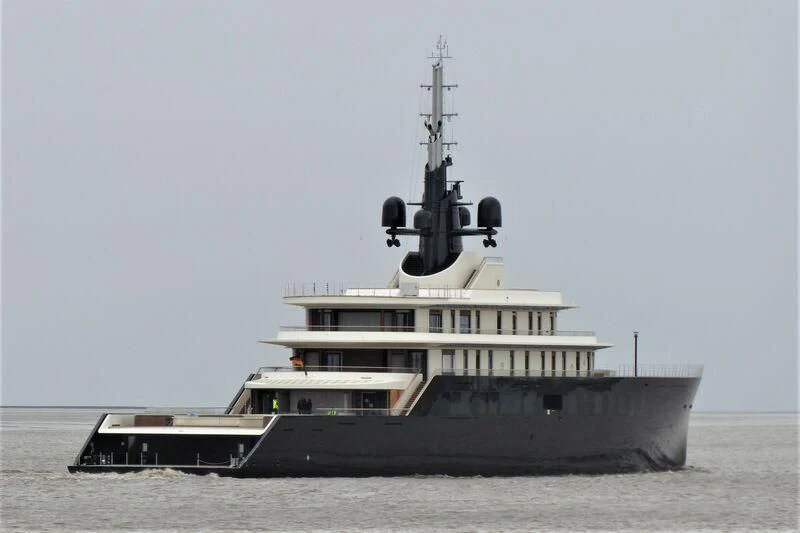 a large ship in the water aboard LIVA Yacht for Sale
