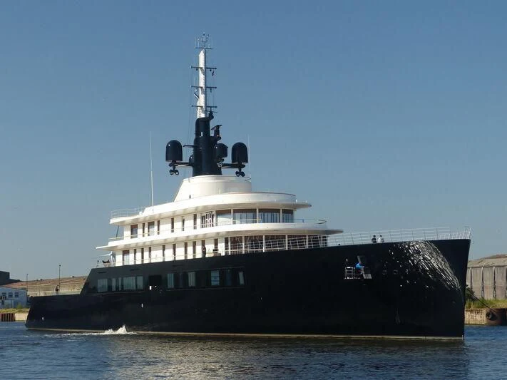 a large ship in the water aboard LIVA Yacht for Sale