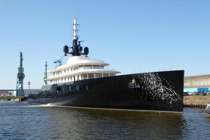 a large ship on a body of water aboard LIVA Yacht for Sale