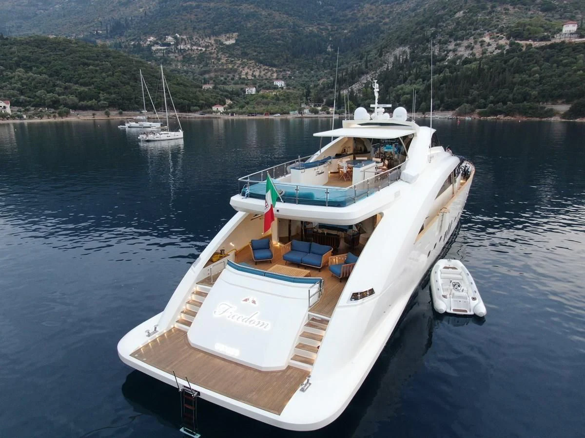 a boat on the water aboard FREEDOM Yacht for Sale