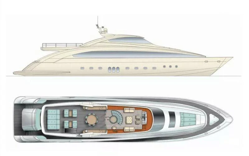 engineering drawing aboard FREEDOM Yacht for Sale
