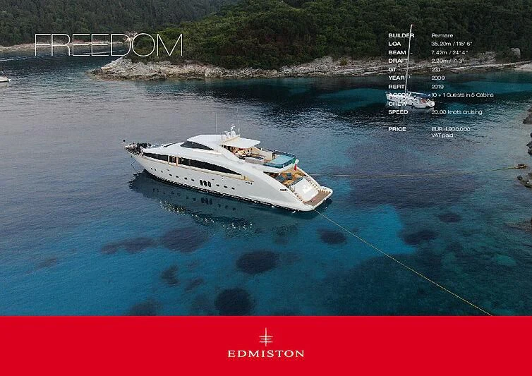 a boat on the water aboard FREEDOM Yacht for Sale
