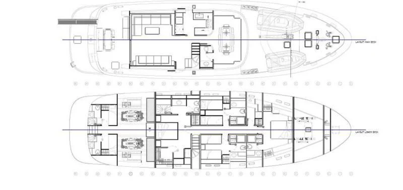 diagram, engineering drawing aboard T9 Yacht for Sale