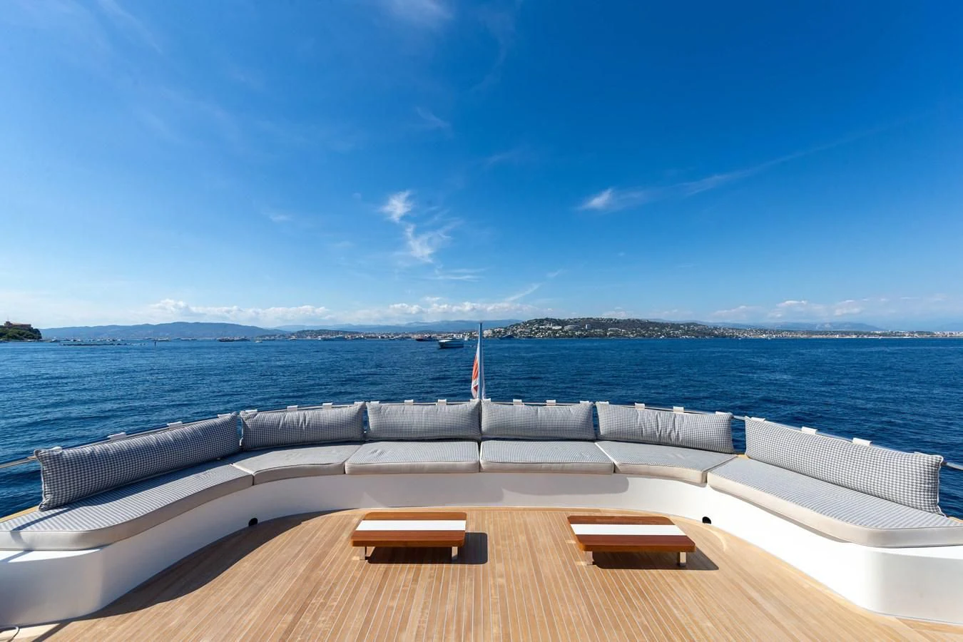 a deck overlooking a body of water aboard T9 Yacht for Sale