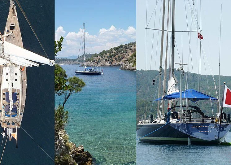 a group of boats in a harbor aboard BAIURDO VI Yacht for Sale
