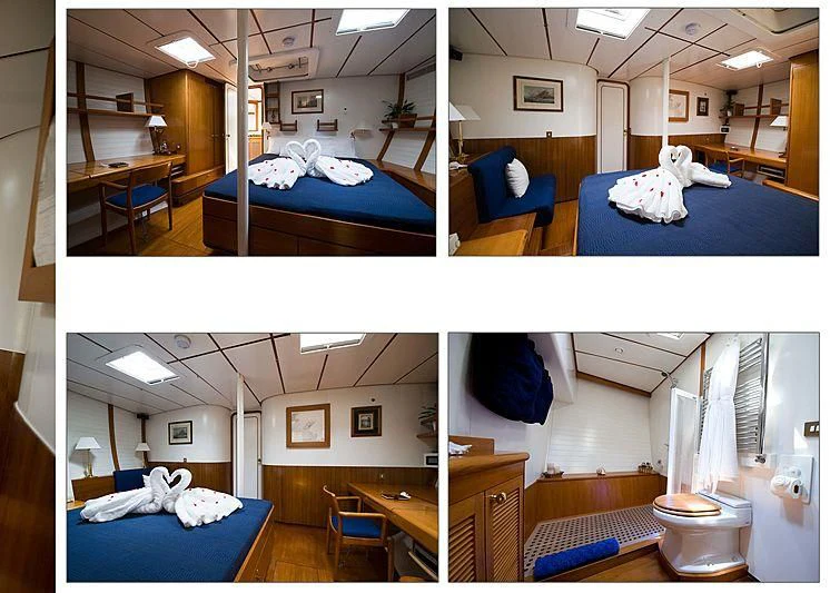 a room with bunk beds aboard BAIURDO VI Yacht for Sale
