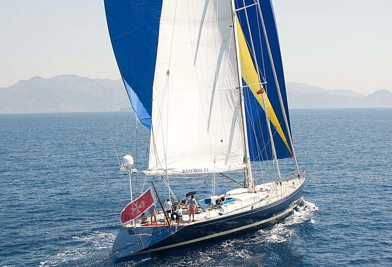 a sailboat with people on it aboard BAIURDO VI Yacht for Sale