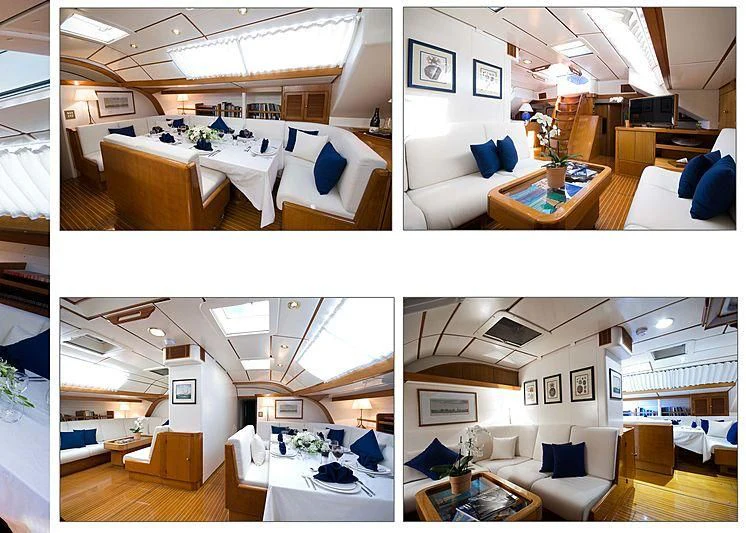 a room with a bed and a desk aboard BAIURDO VI Yacht for Sale