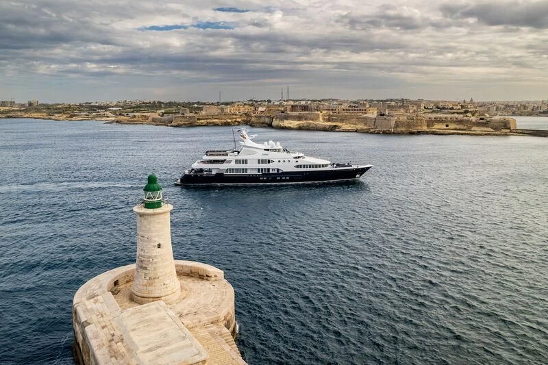 a boat sailing on the water aboard SAMAR Yacht for Sale