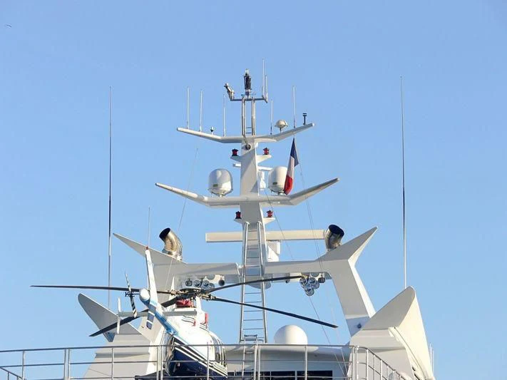 a large white airplane with propellers aboard SAMAR Yacht for Sale