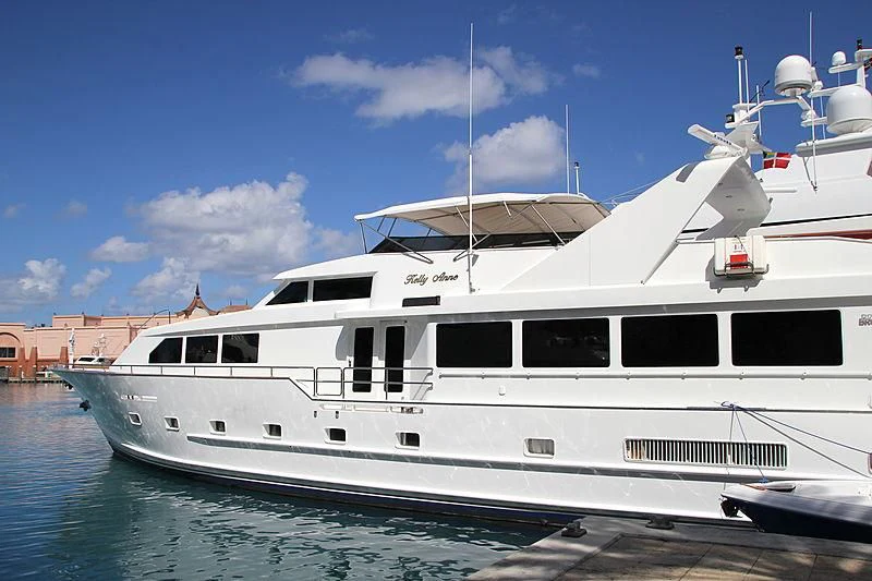 a white yacht docked aboard ALEXANDRA JANE Yacht for Sale