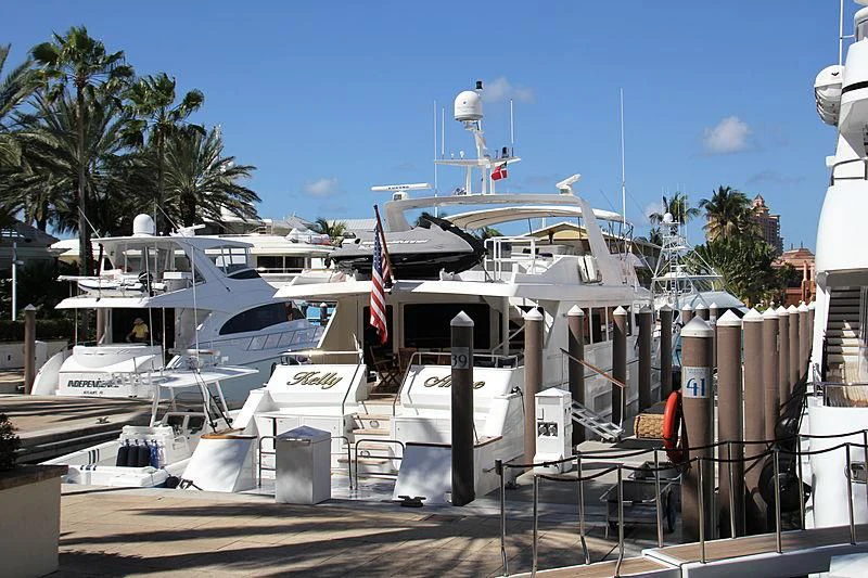 a group of boats are parked in a harbor aboard ALEXANDRA JANE Yacht for Sale