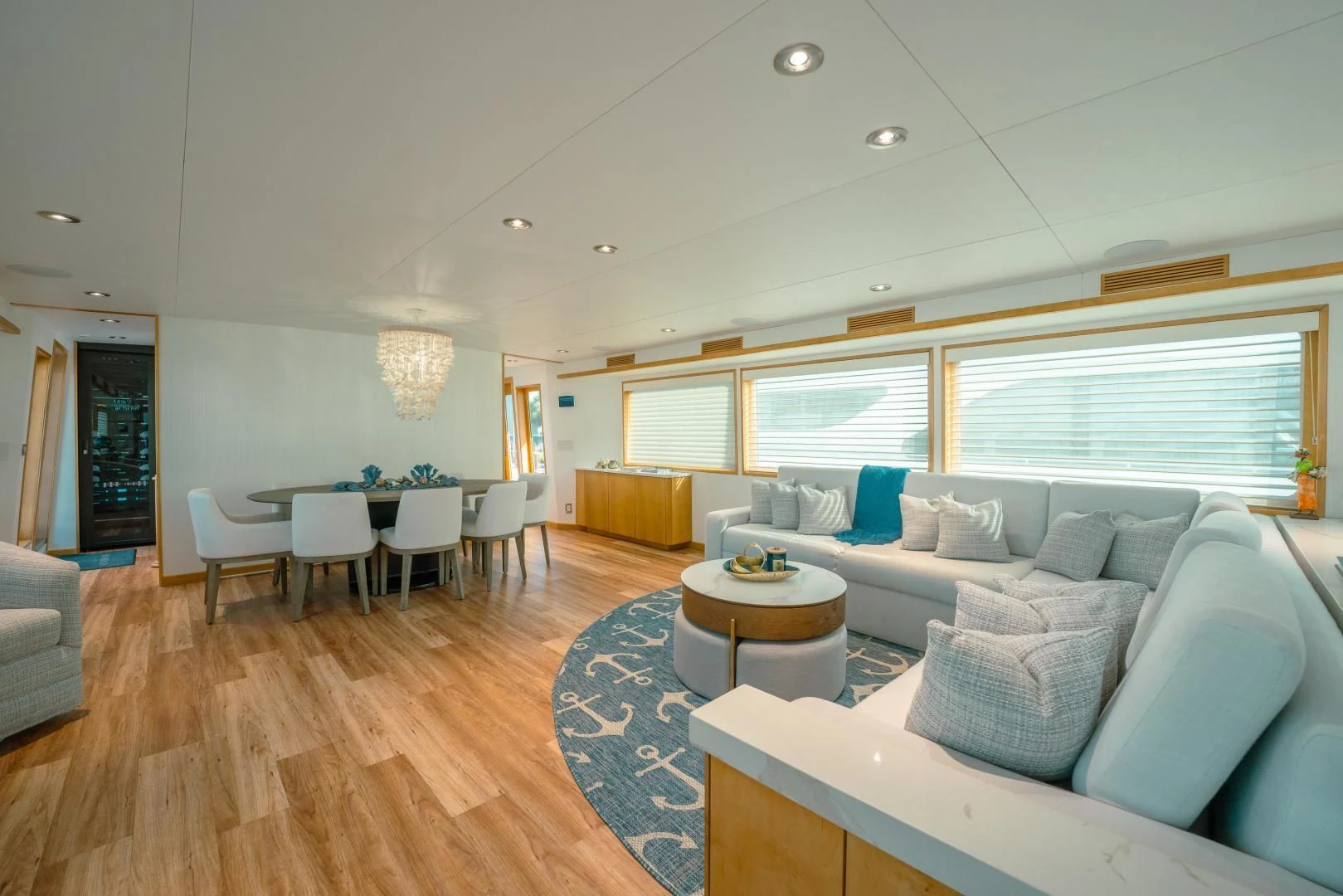 a living room with a couch and a table aboard ALEXANDRA JANE Yacht for Sale
