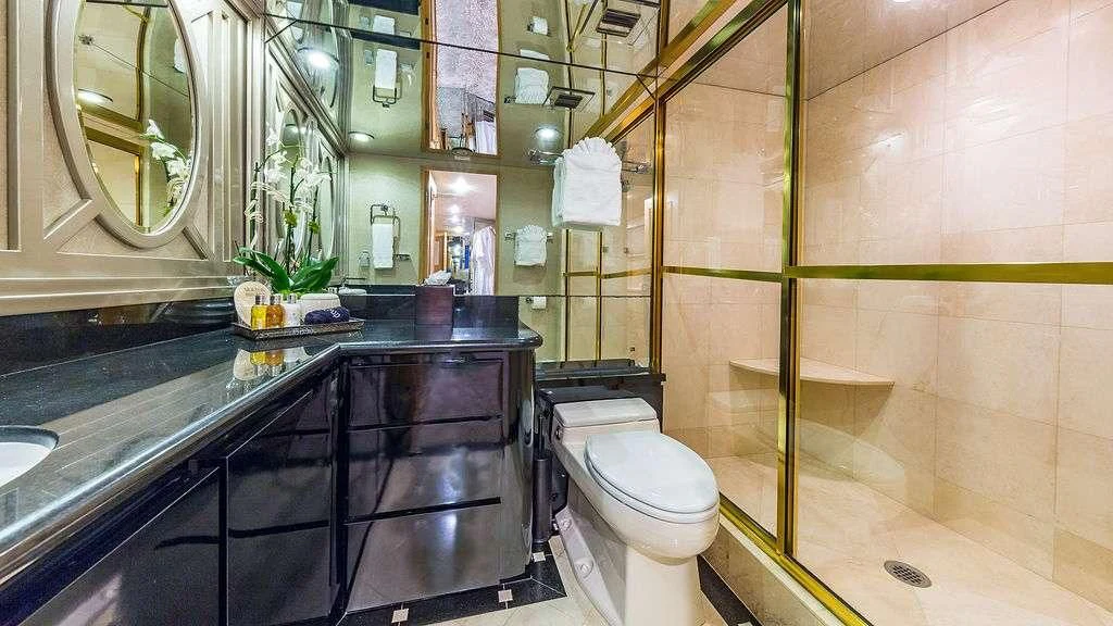 a bathroom with a glass counter aboard ALEXANDRA JANE Yacht for Sale