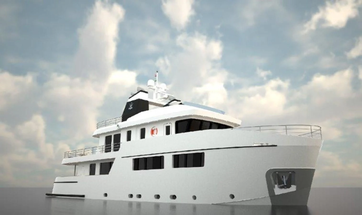 a white yacht in the water aboard OCEAN KING AMERICANA Yacht for Sale