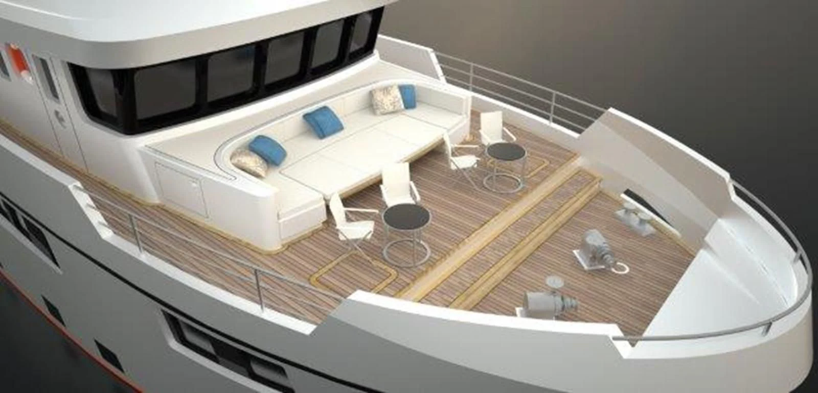 a white rectangular object with a black surface and a white object on it aboard OCEAN KING AMERICANA Yacht for Sale