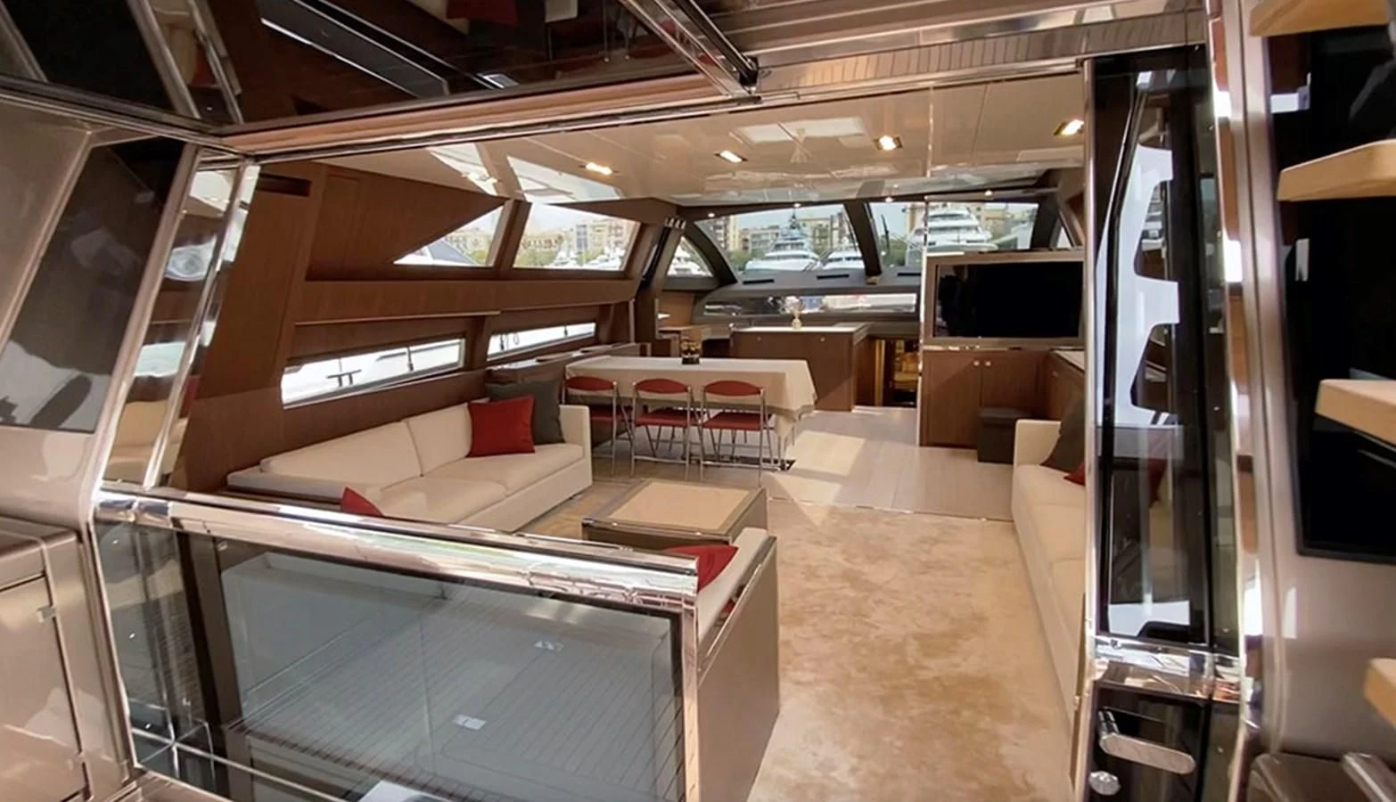 a room with a couch and a table aboard DONNA SANTA Yacht for Sale