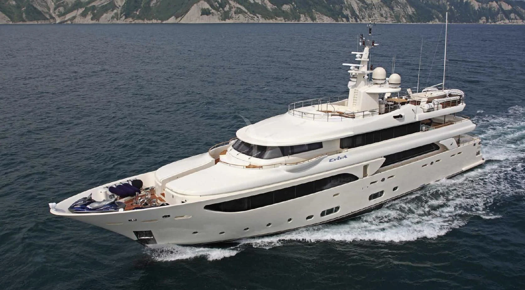 a white yacht on the water aboard O'LION Yacht for Sale