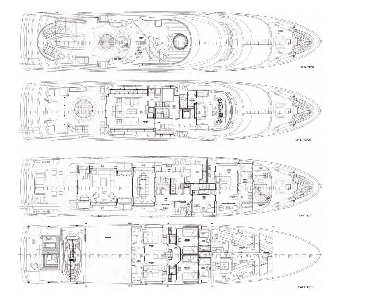 diagram, engineering drawing aboard O'LION Yacht for Sale