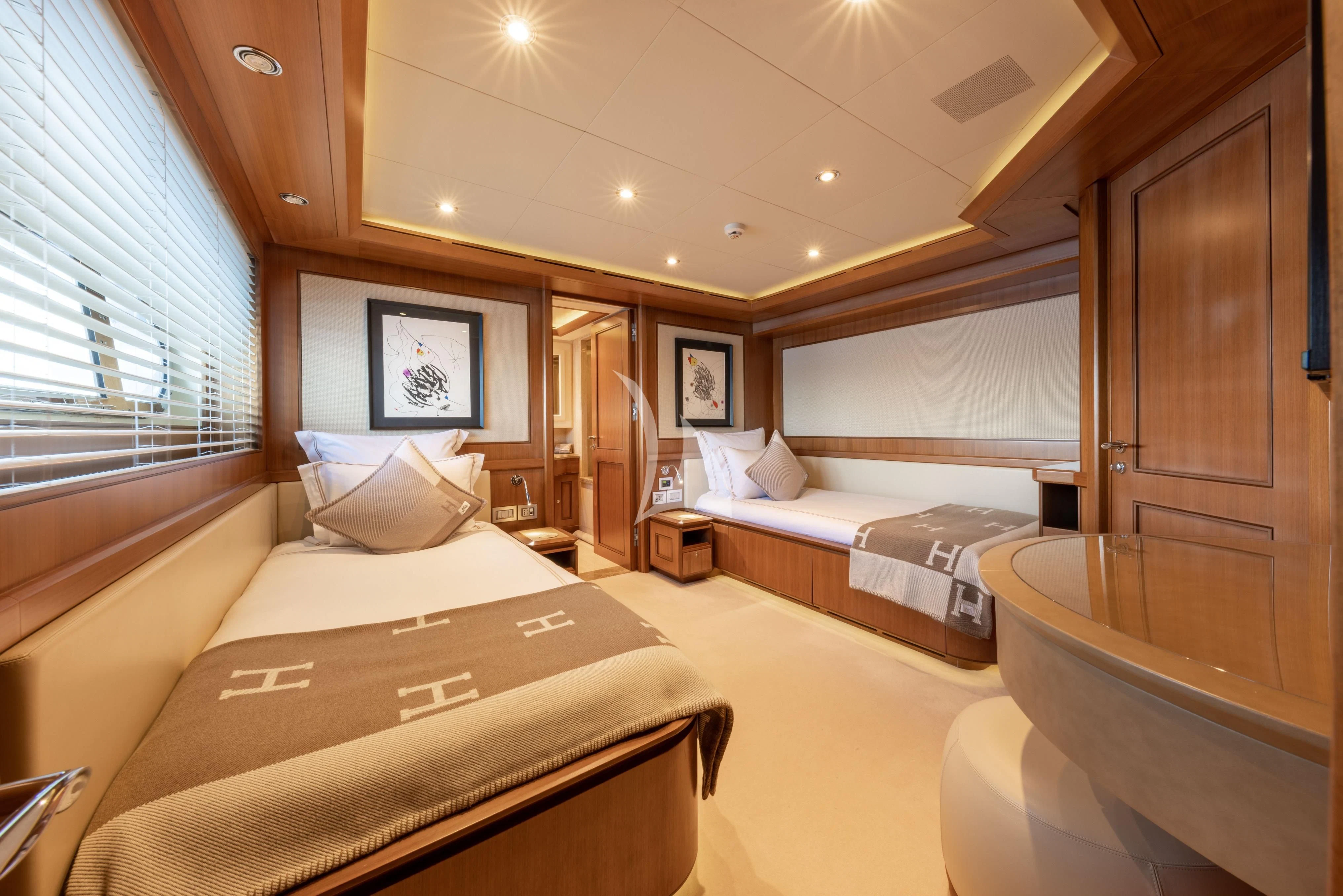 a room with a bed and a bathtub aboard O'LION Yacht for Sale