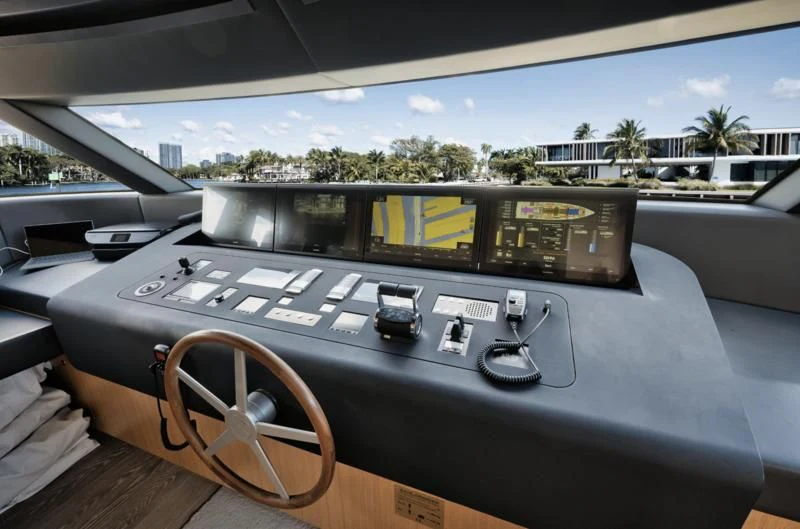 a black keyboard on a table aboard DON'T TELL MOM Yacht for Sale