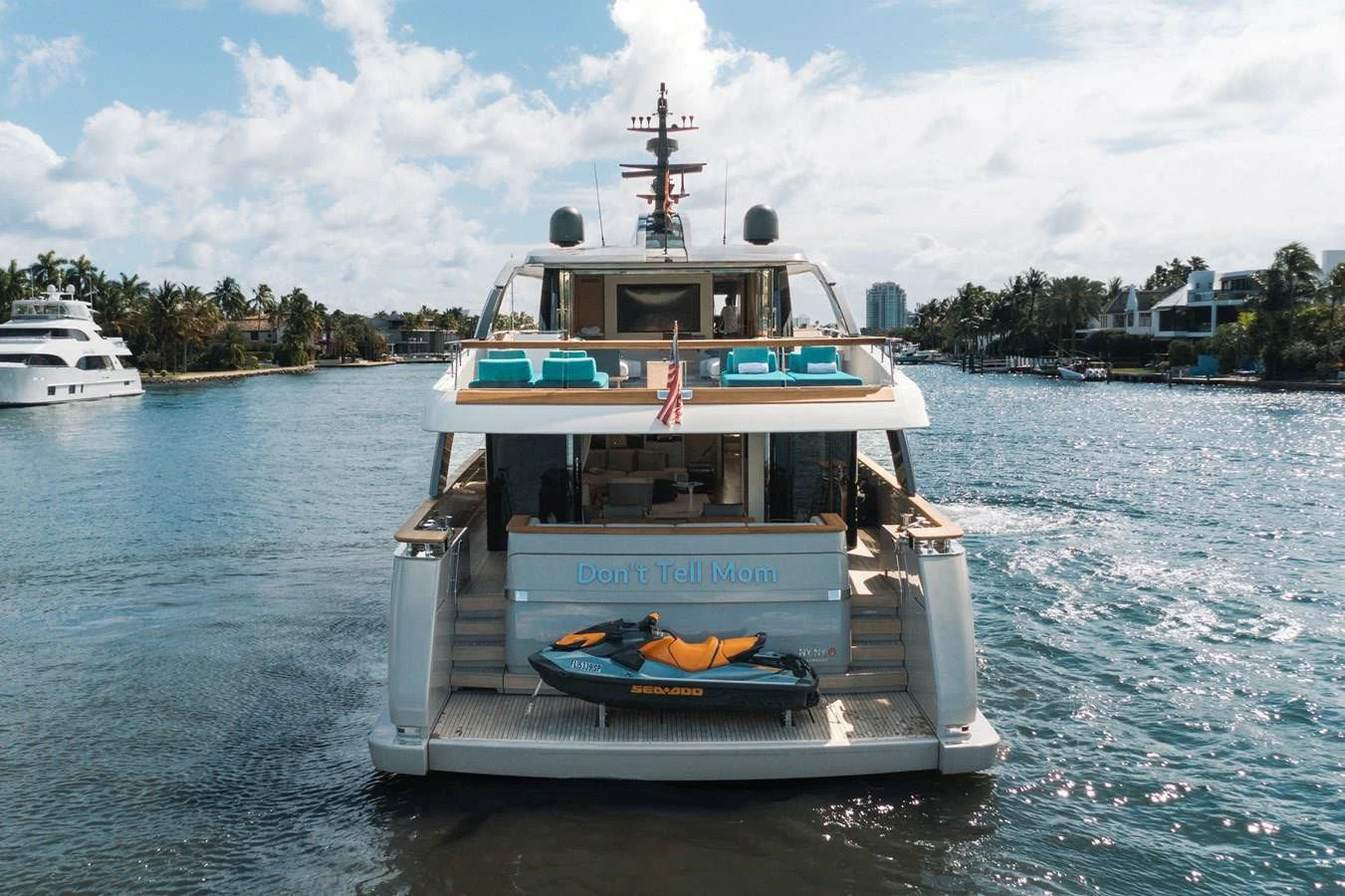 a boat in the water aboard DON'T TELL MOM Yacht for Sale
