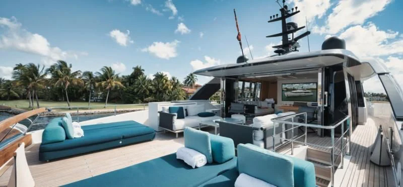 a pool on a deck aboard DON'T TELL MOM Yacht for Sale