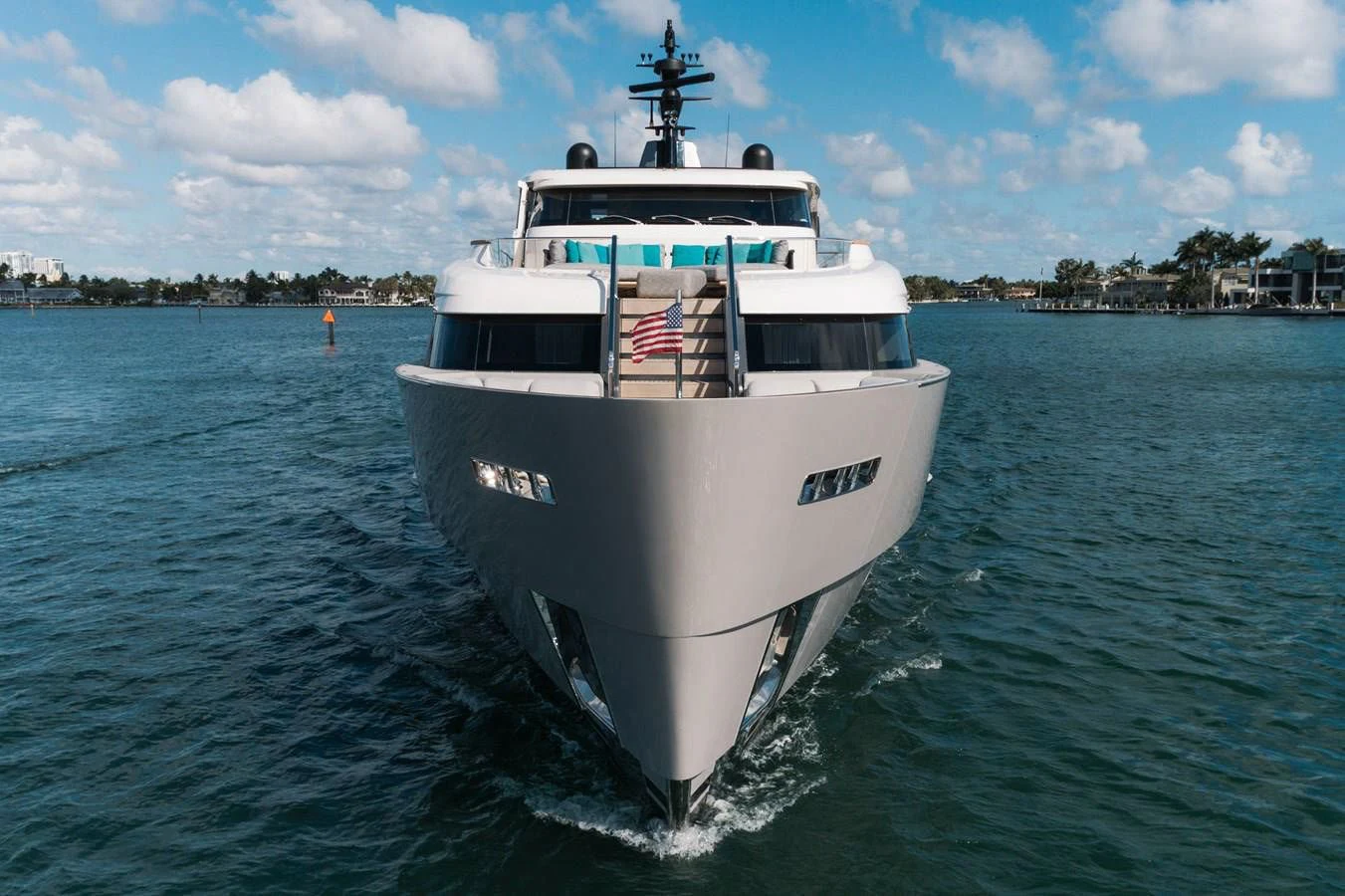 a large boat in the water aboard DON'T TELL MOM Yacht for Sale