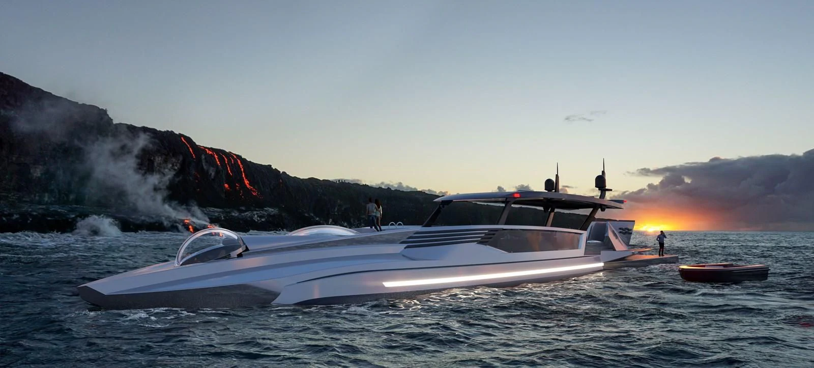 a white yacht on the water aboard NAUTILUS Yacht for Sale