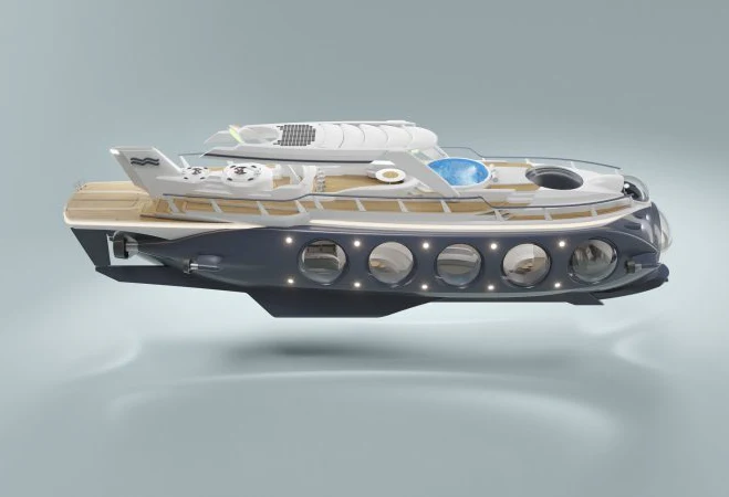 a silver and gold car aboard NAUTILUS Yacht for Sale