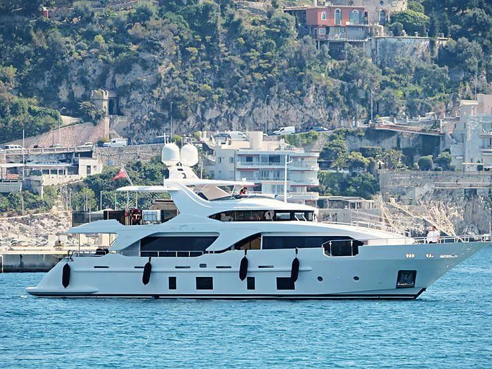 a white yacht on the water aboard GALA Yacht for Sale