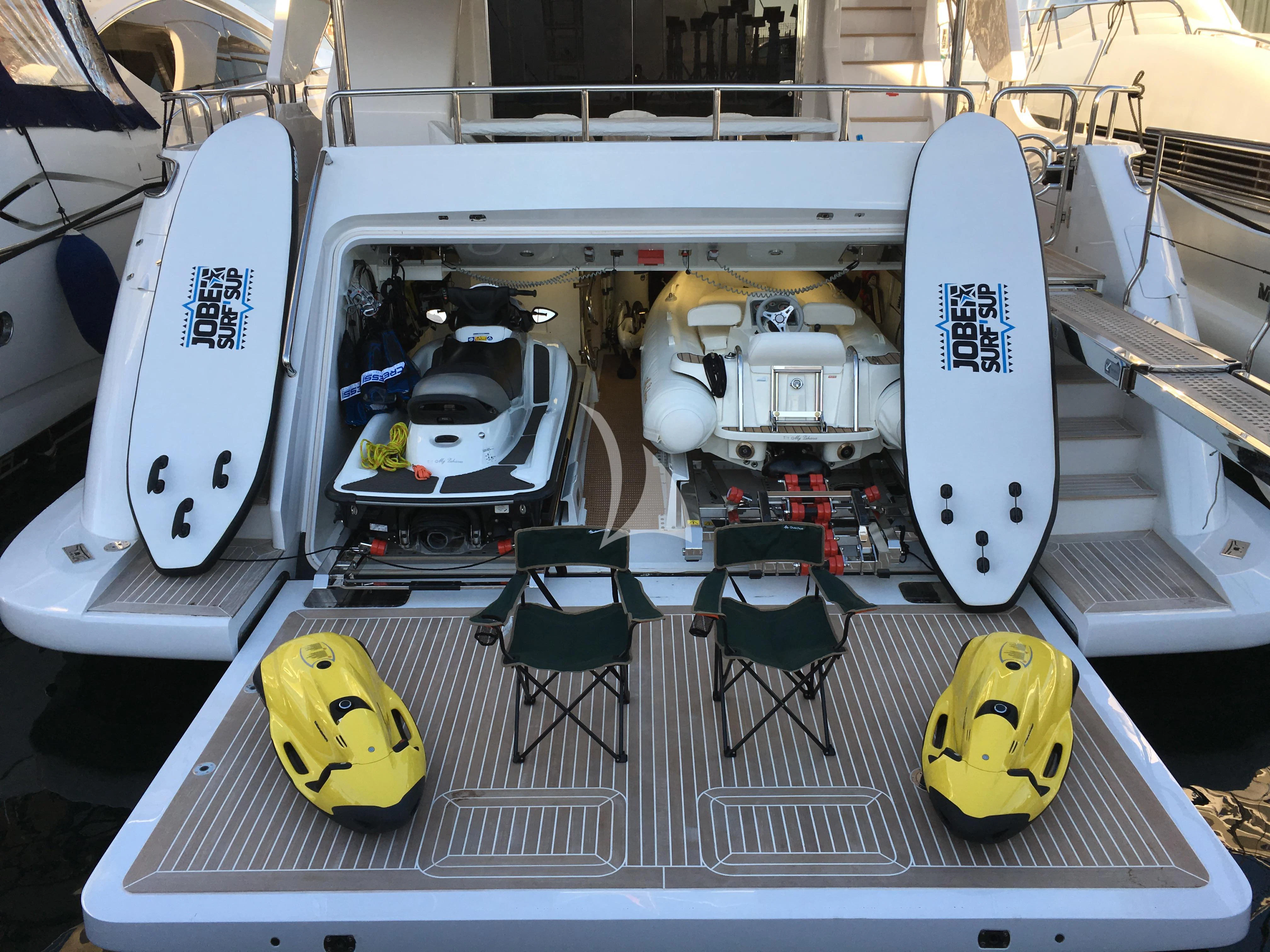a white machine with a yellow tag aboard GALA Yacht for Sale