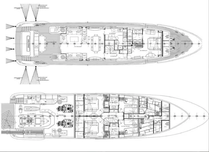 diagram, engineering drawing aboard GALA Yacht for Sale