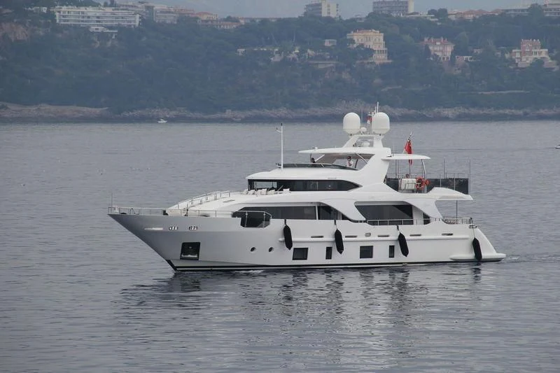 a white yacht on the water aboard GALA Yacht for Sale