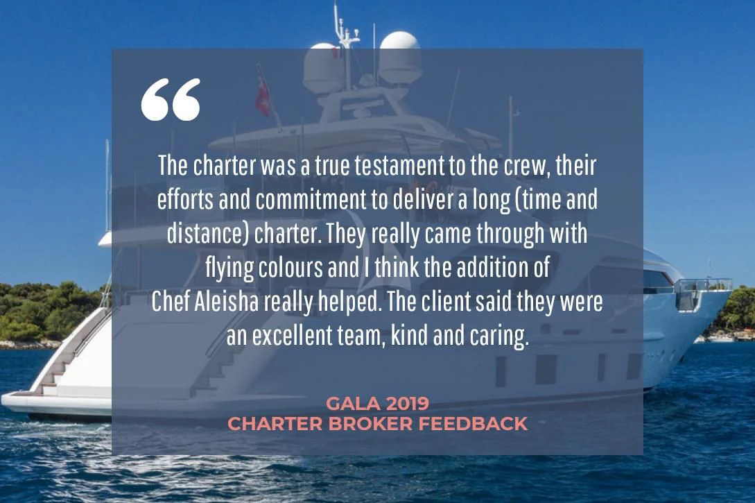 a boat on the water aboard GALA Yacht for Sale