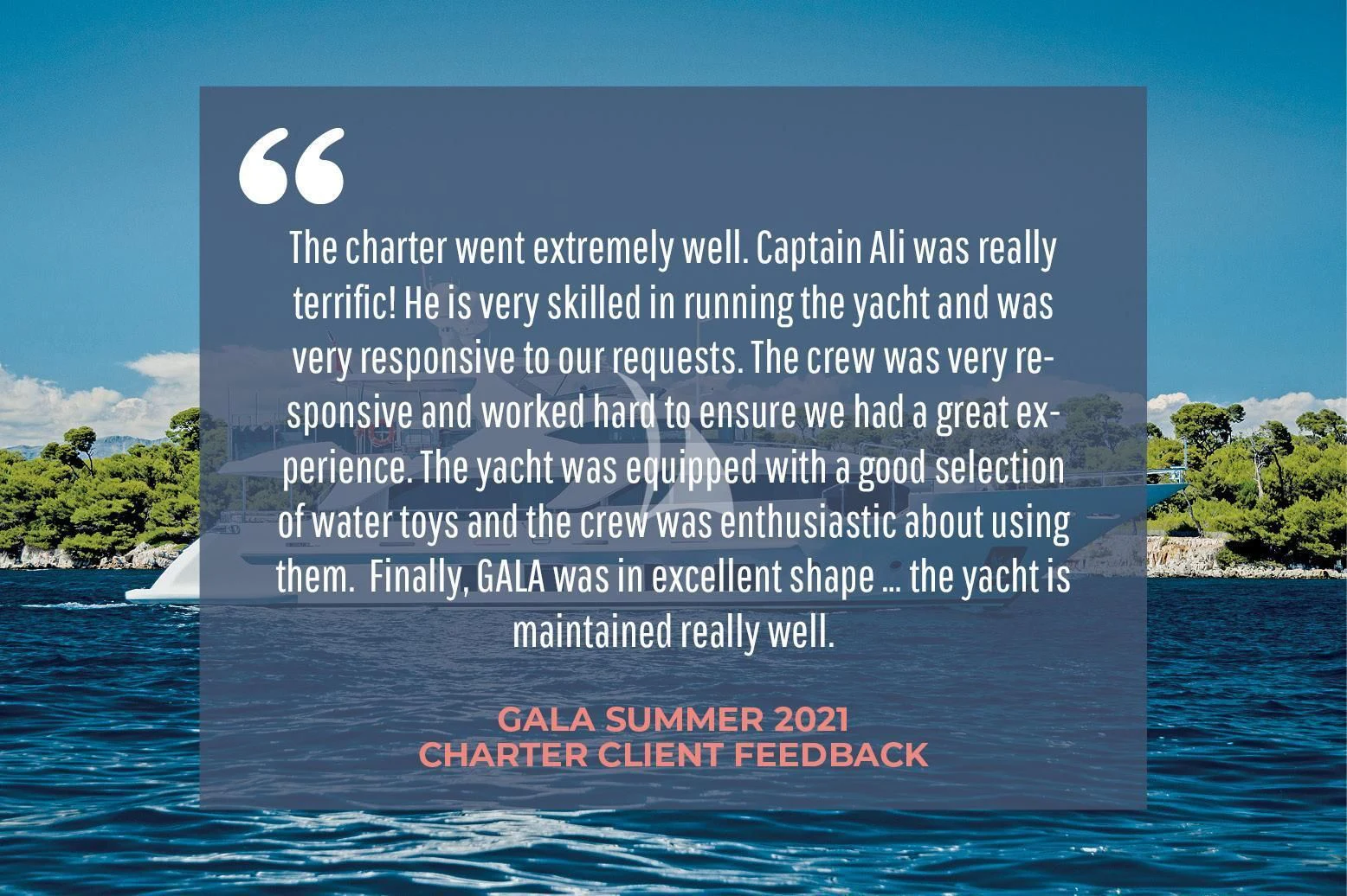 a blue screen with white text aboard GALA Yacht for Sale