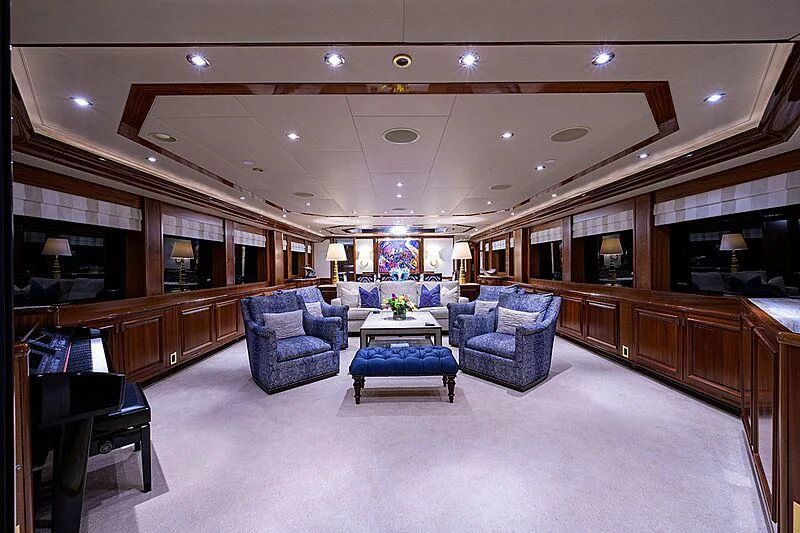 a large living room with a large open floor plan aboard BLUE TIME Yacht for Sale